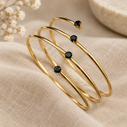 Black Stone Spiral Bangle