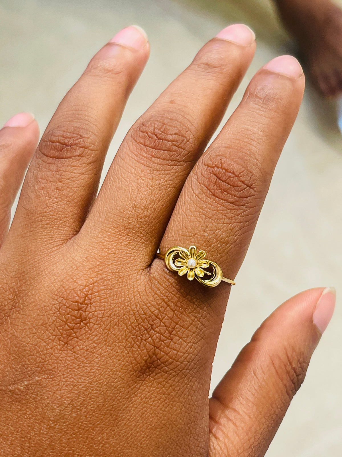 Crescent Flower Gold Ring
