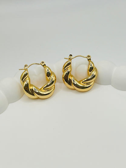 Chunky Gold Twisted Hoop Earrings