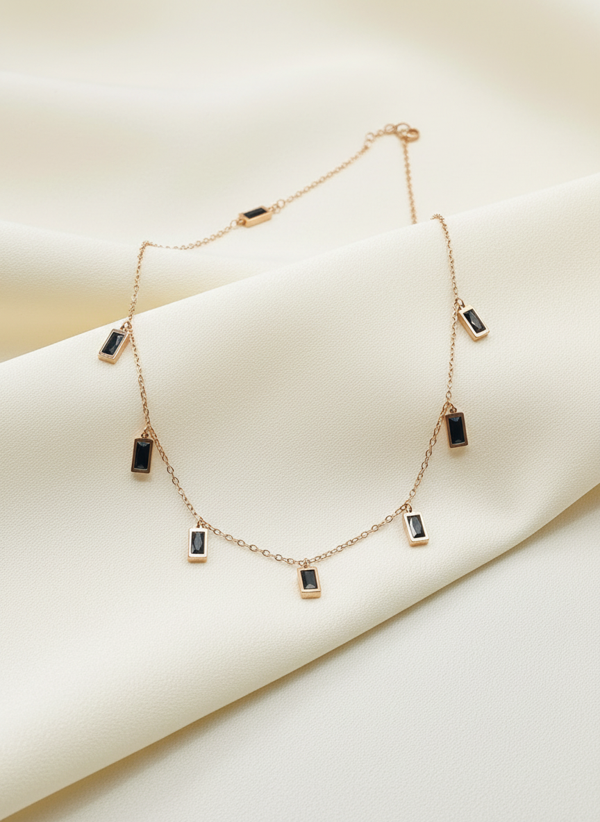 Baguette Charm Drop Necklace