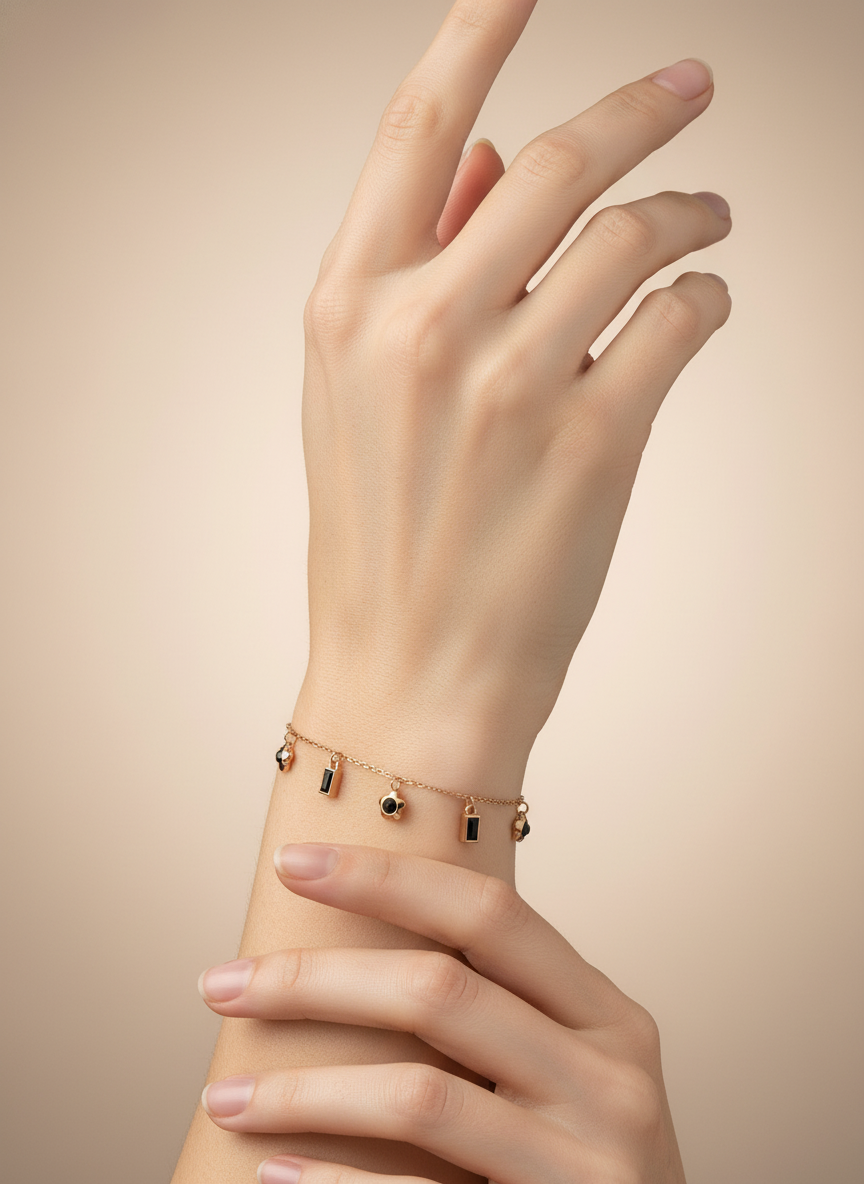 Rose Gold Black Bracelet