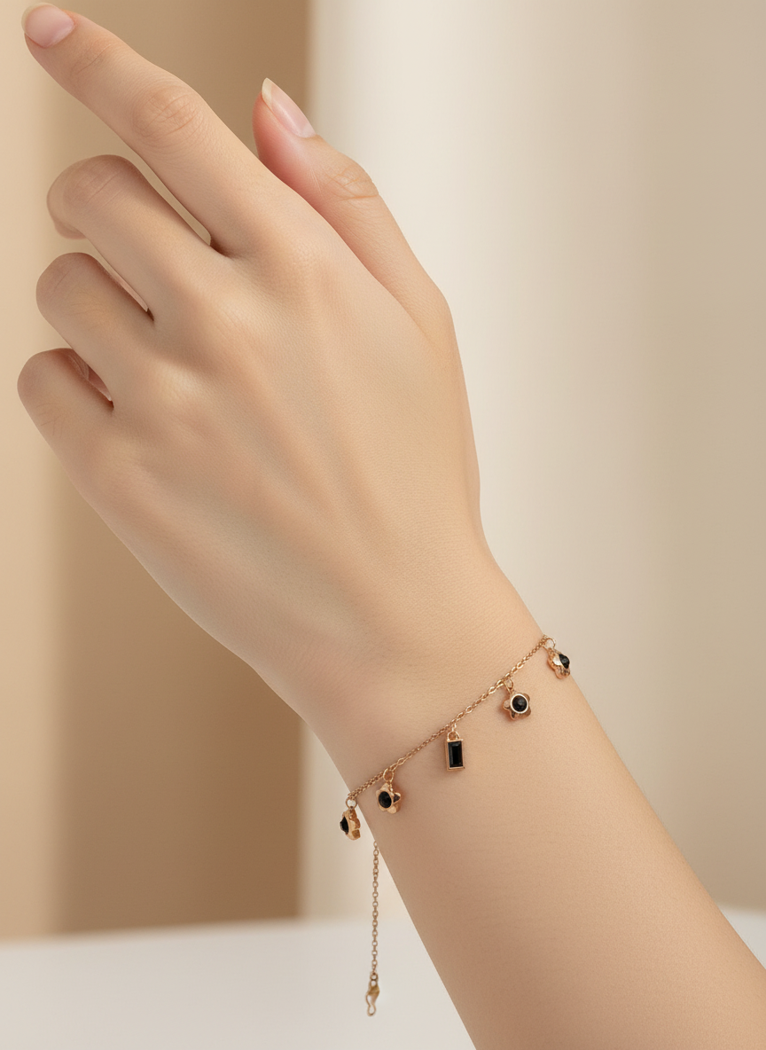 Rose Gold Black Bracelet