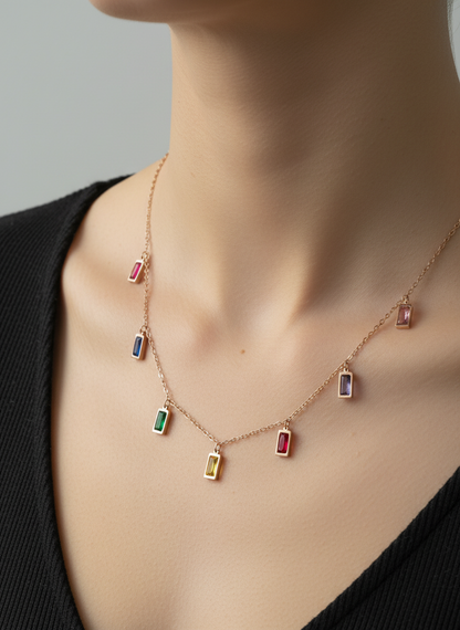 Baguette Charm Drop Necklace
