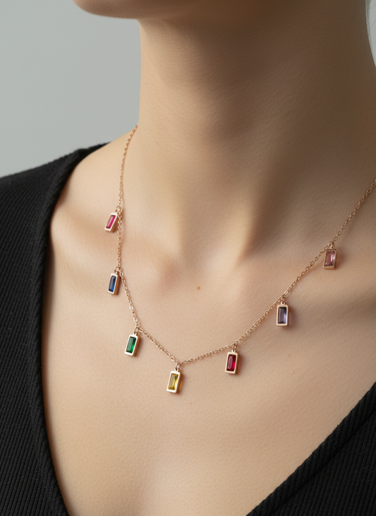 Baguette Charm Drop Necklace