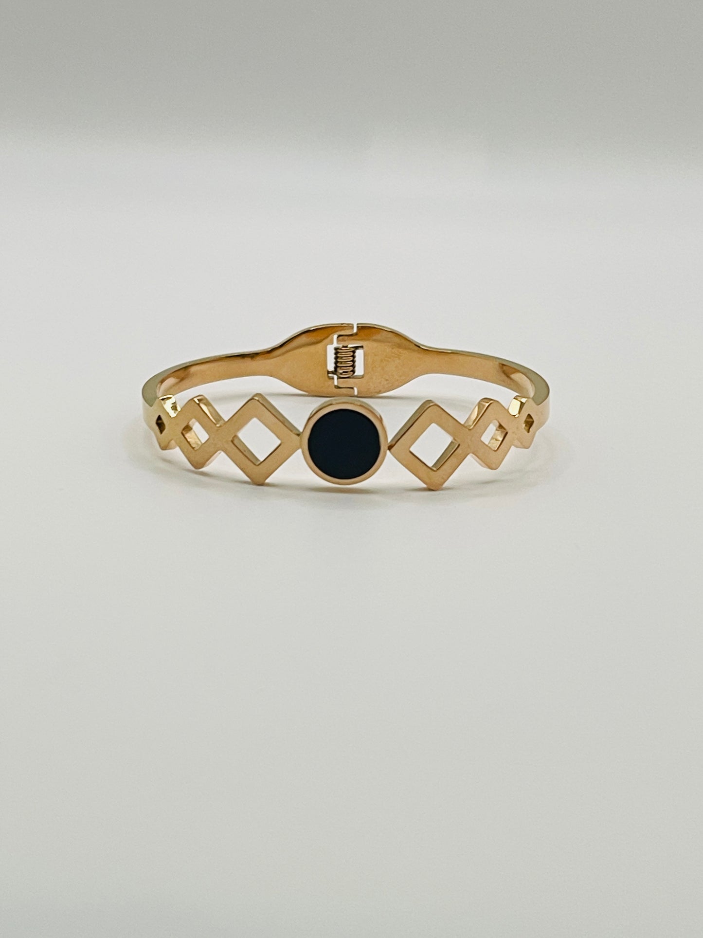 Cutout Black Rose Gold Bangle