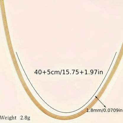 Gold necklace with measurements and weight details on a beige background