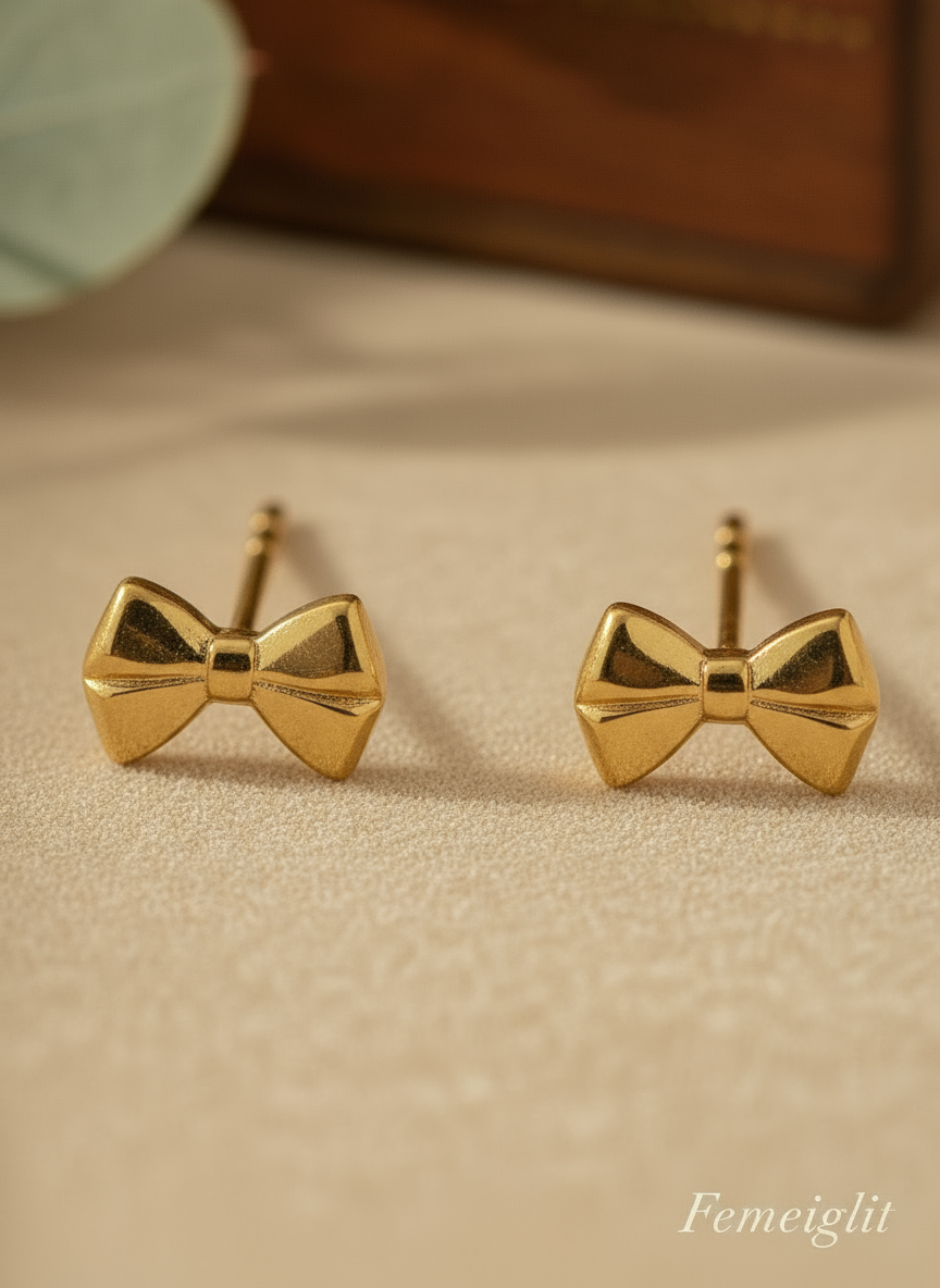 Golden Bow Studs