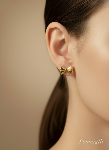 Golden Bow Studs