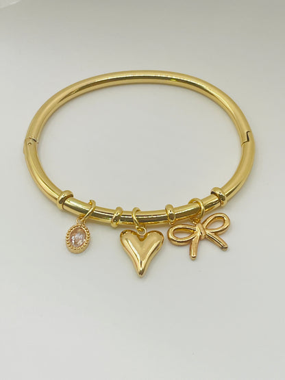 Golden Grace Charm Bangle