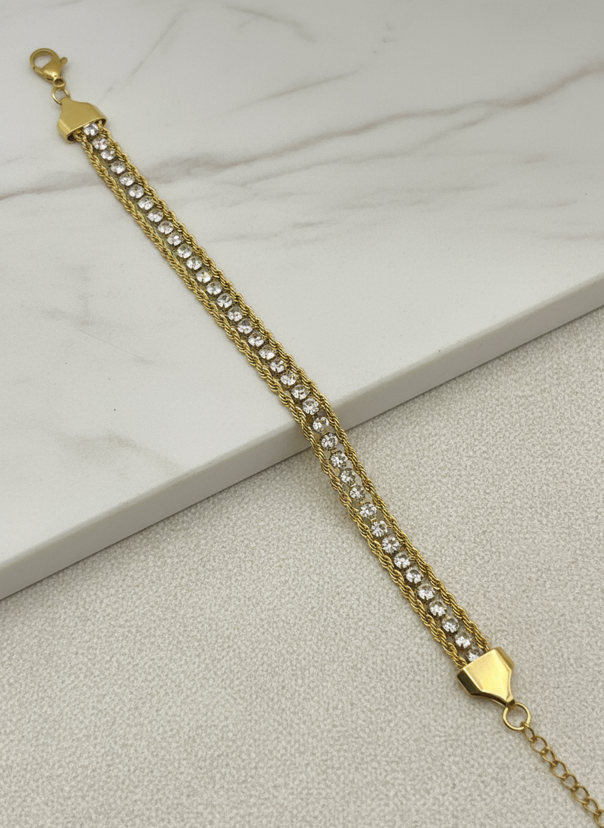 Crystal Twist Dual Chain Bracelet