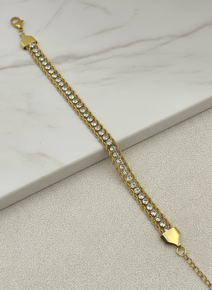 Crystal Twist Dual Chain Bracelet