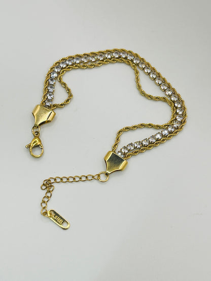 Crystal Twist Dual Chain Bracelet