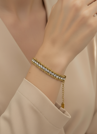 Crystal Twist Dual Chain Bracelet