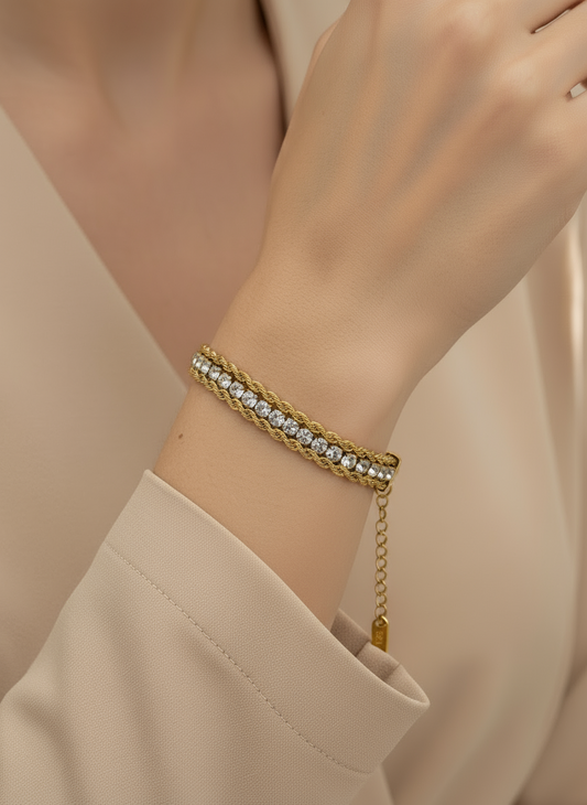 Crystal Twist Dual Chain Bracelet