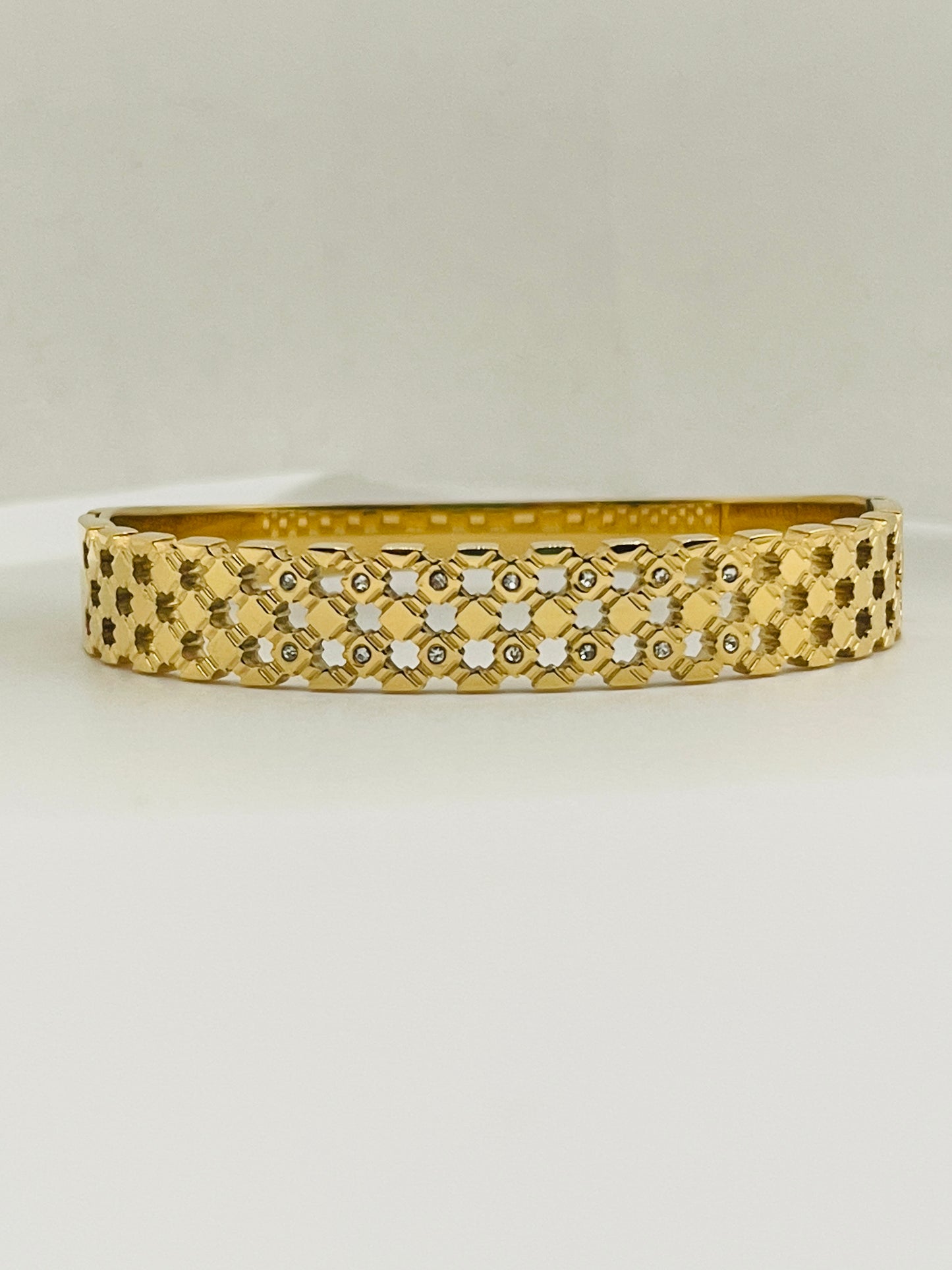 Honeycomb Lattice Gold Cuff Bangle