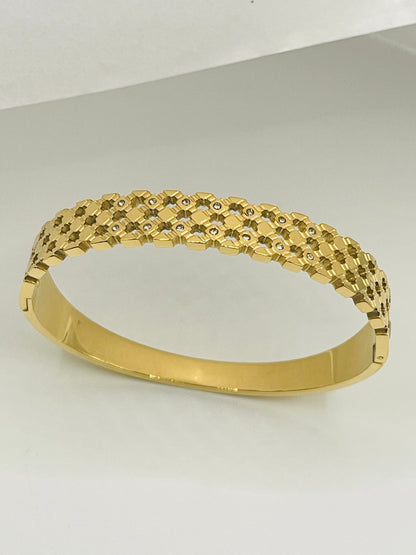 Honeycomb Lattice Gold Cuff Bangle