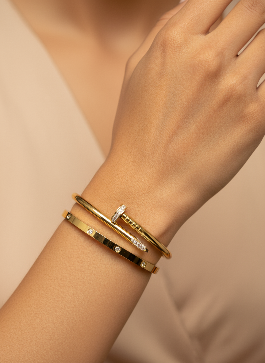 Nail & Love Stack Bangle Set