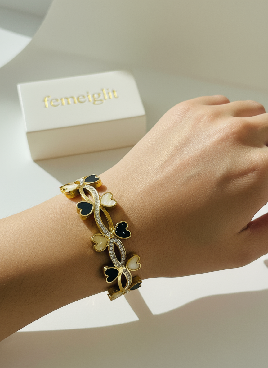 Two-Tone Heart Vine" Bangle