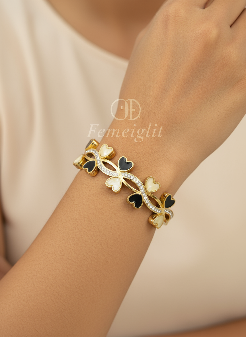 Two-Tone Heart Vine" Bangle