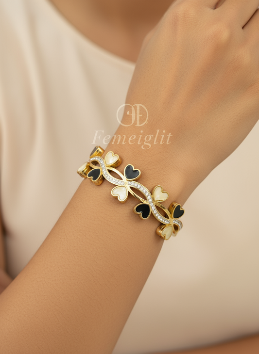 Two-Tone Heart Vine" Bangle