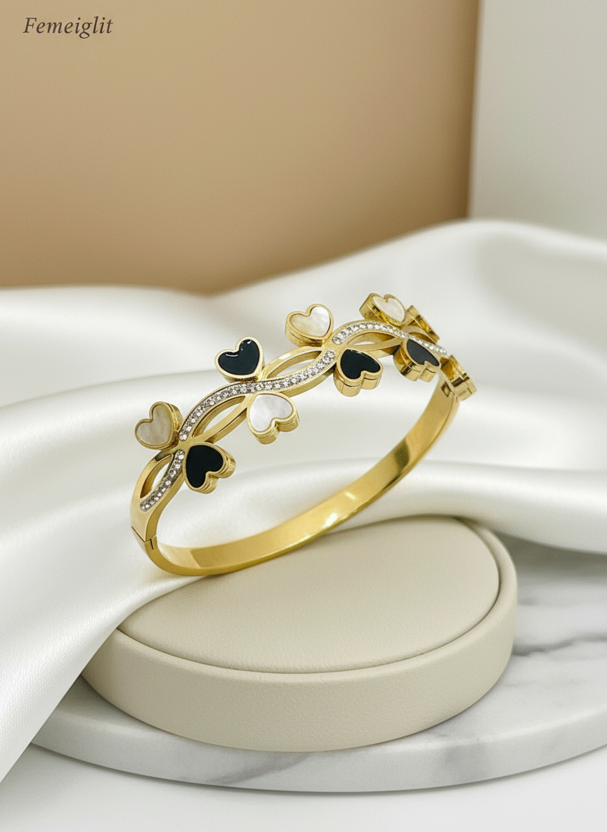 Two-Tone Heart Vine" Bangle
