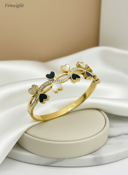 Two-Tone Heart Vine" Bangle