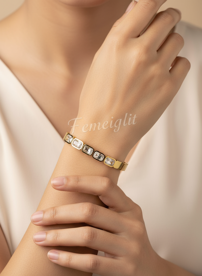 Emerald Cut Line Bangle