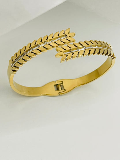 Golden Laurel Leaf Cuff Bangle