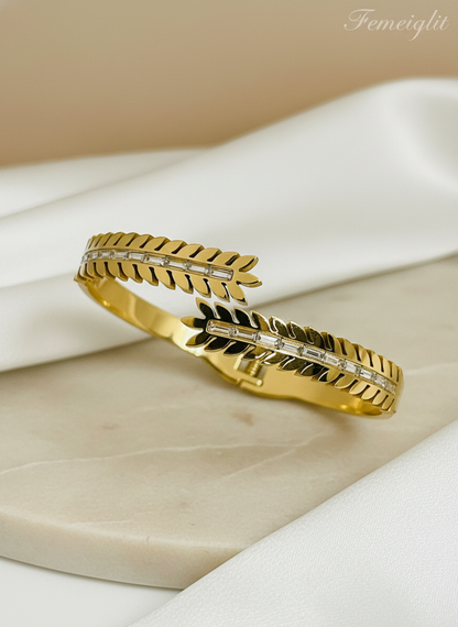 Golden Laurel Leaf Cuff Bangle