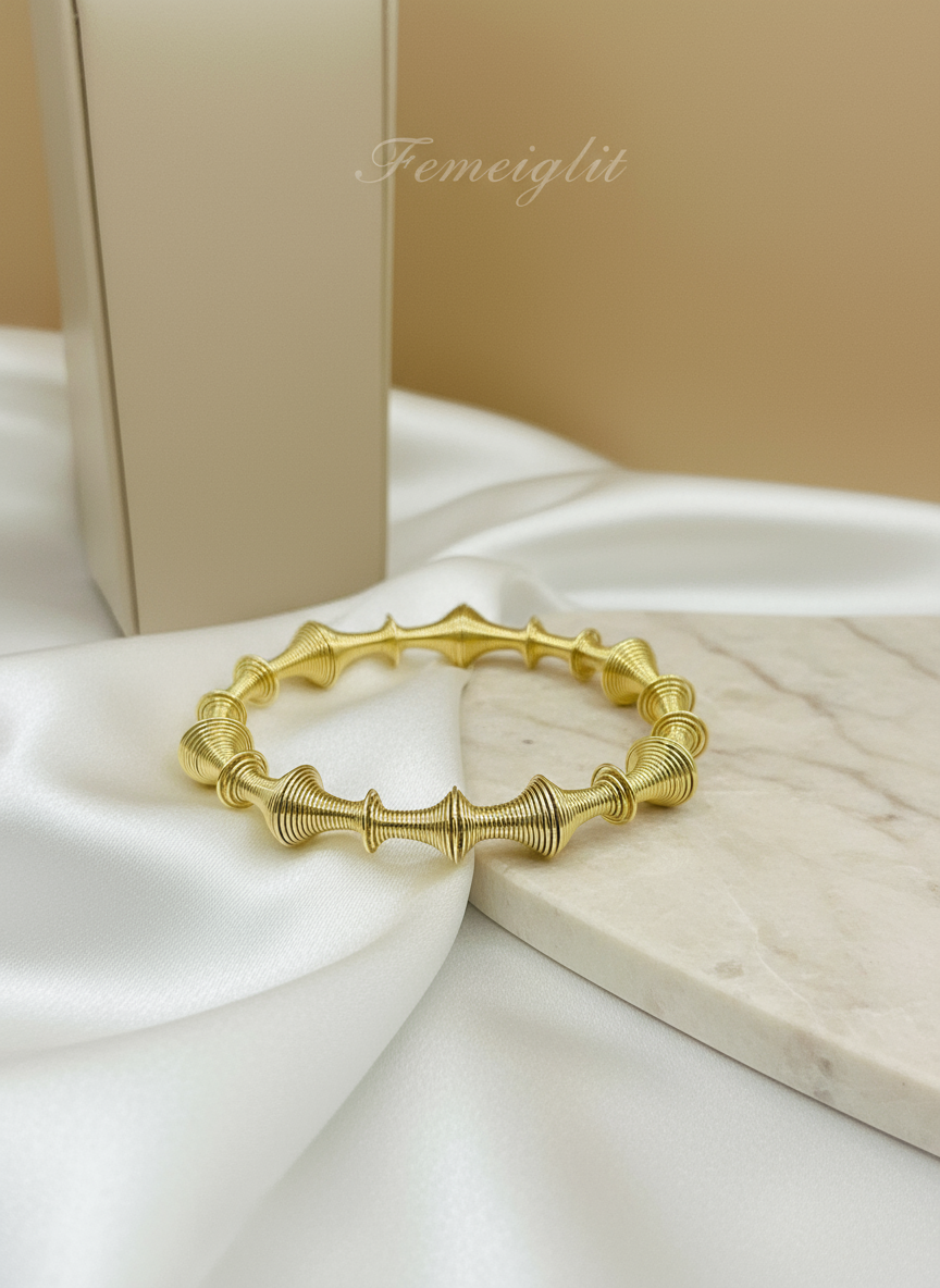 Golden Coil Wire Bangle
