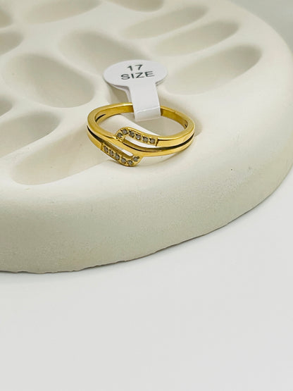 Gold-Plated Pave Crossover Bypass Ring