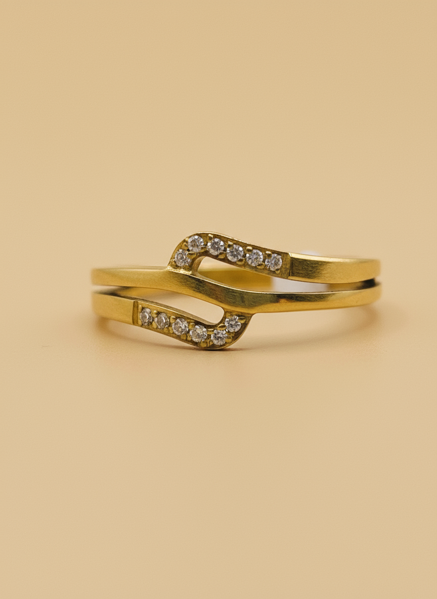 Gold-Plated Pave Crossover Bypass Ring