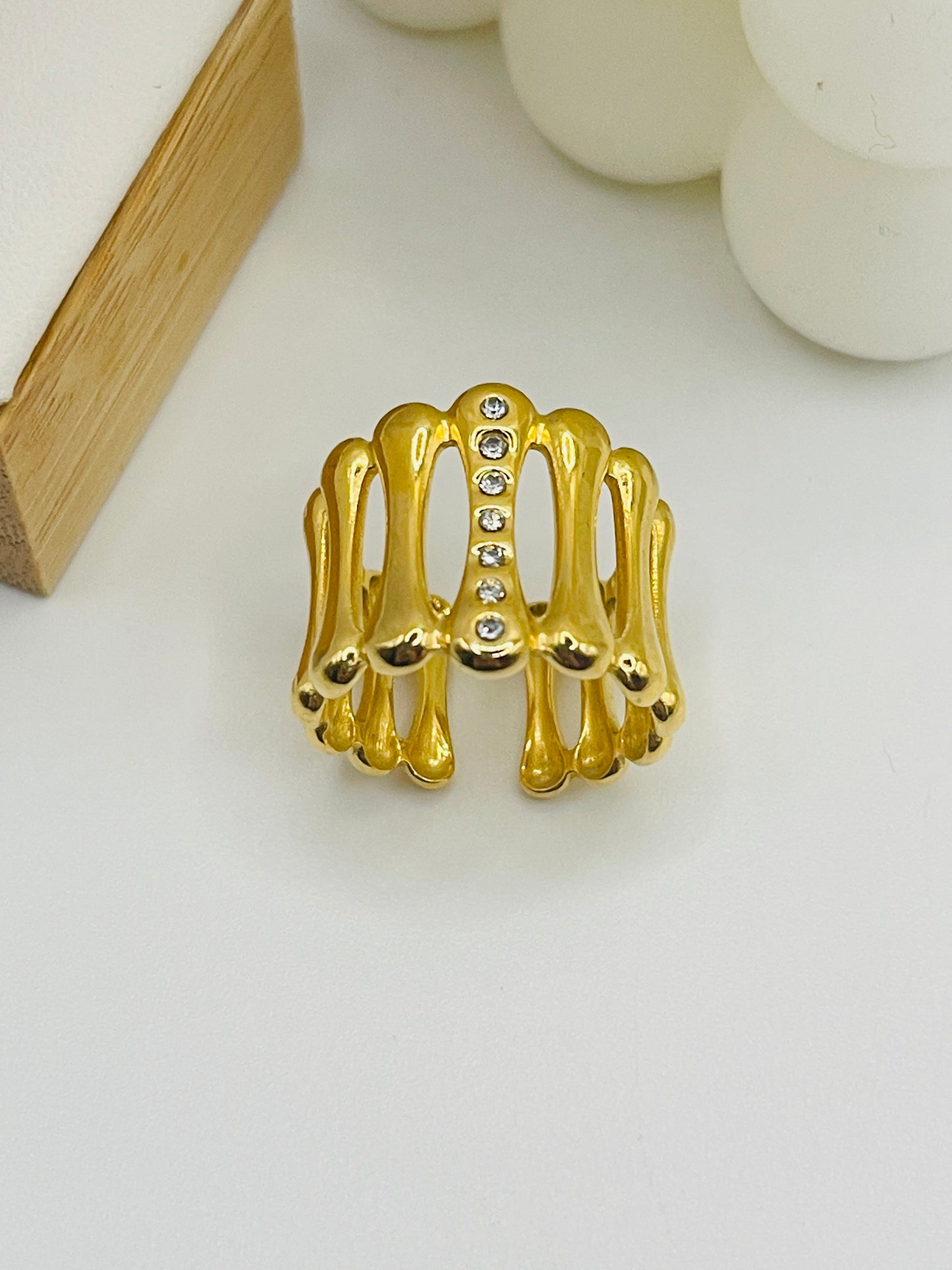 Sparkle Bamboo Adjustable Ring