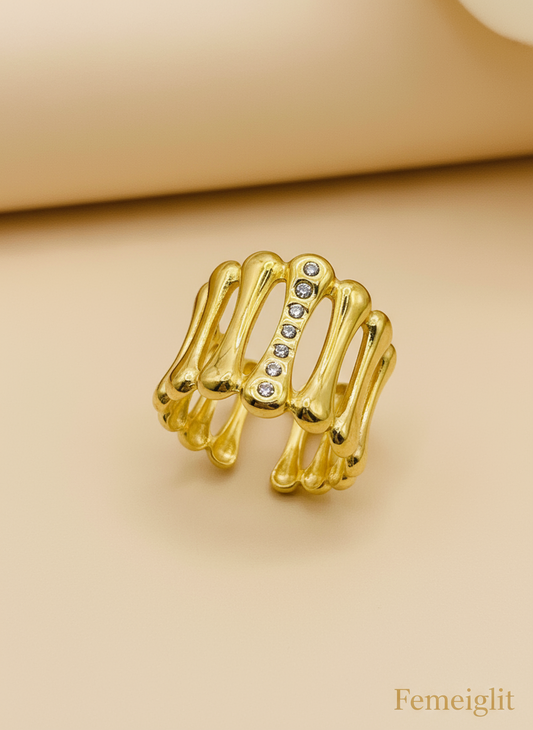 Sparkle Bamboo Adjustable Ring