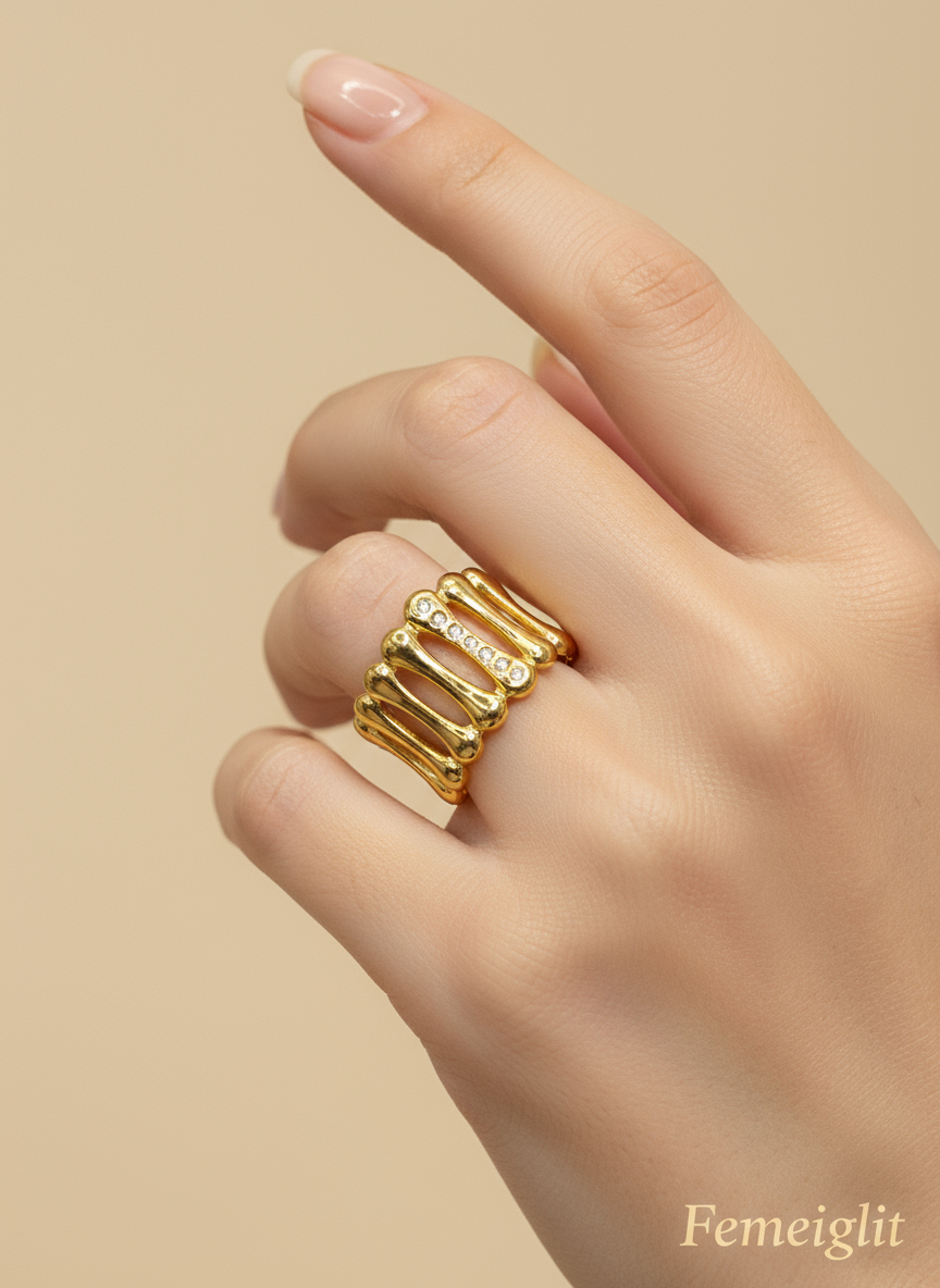 Sparkle Bamboo Adjustable Ring