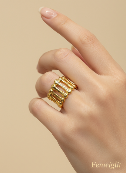 Sparkle Bamboo Adjustable Ring