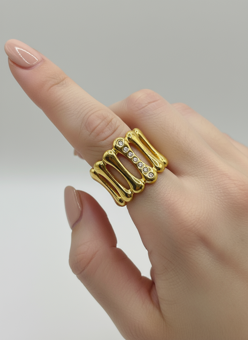 Sparkle Bamboo Adjustable Ring