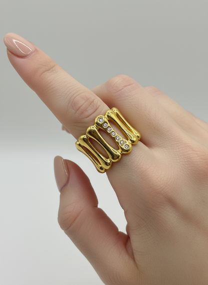 Sparkle Bamboo Adjustable Ring