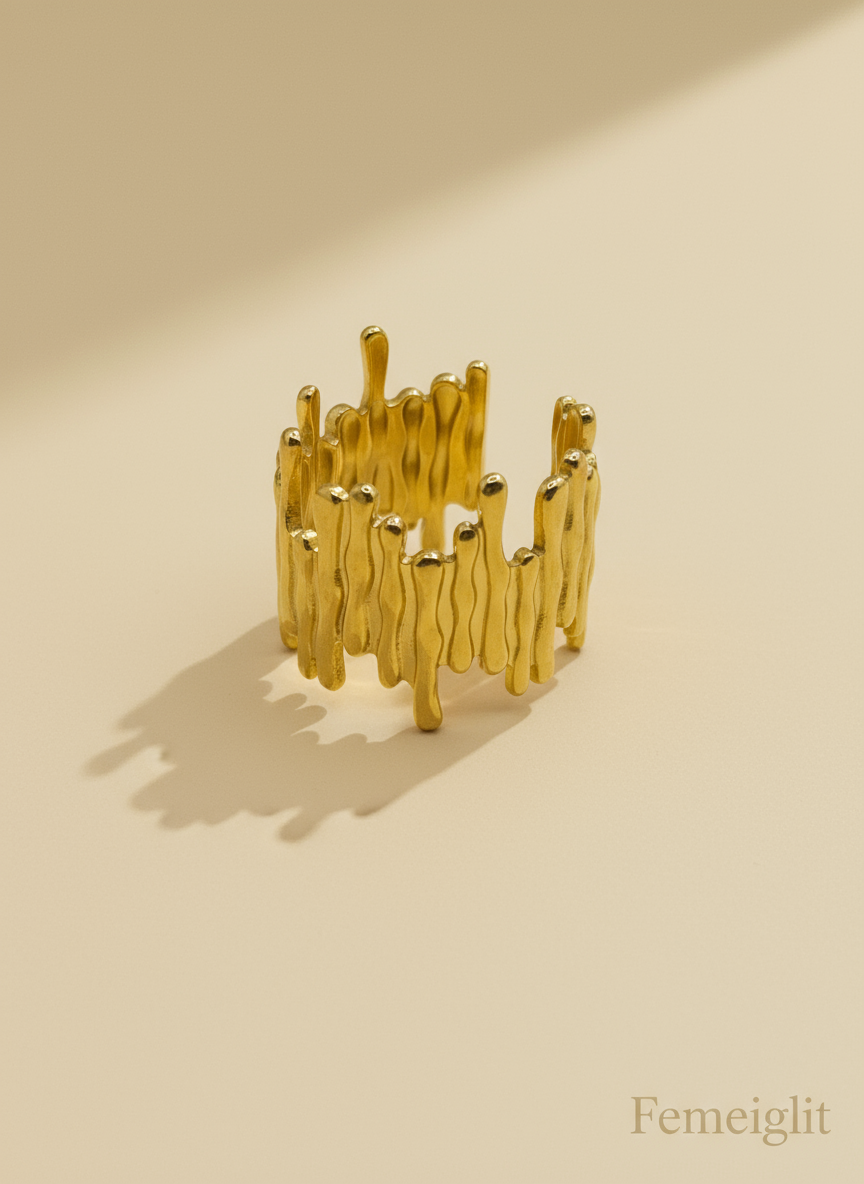 Abstract Gold Texture Ring