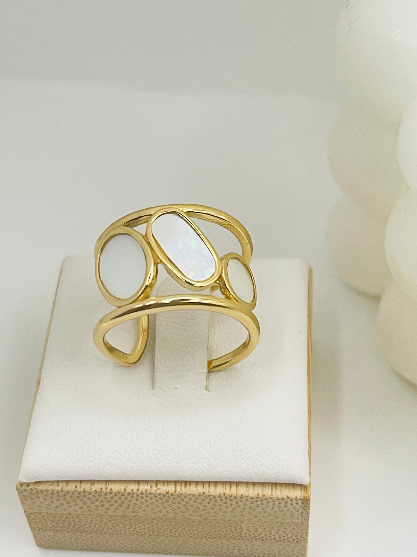 Modern Abstract MOP Cuff Ring