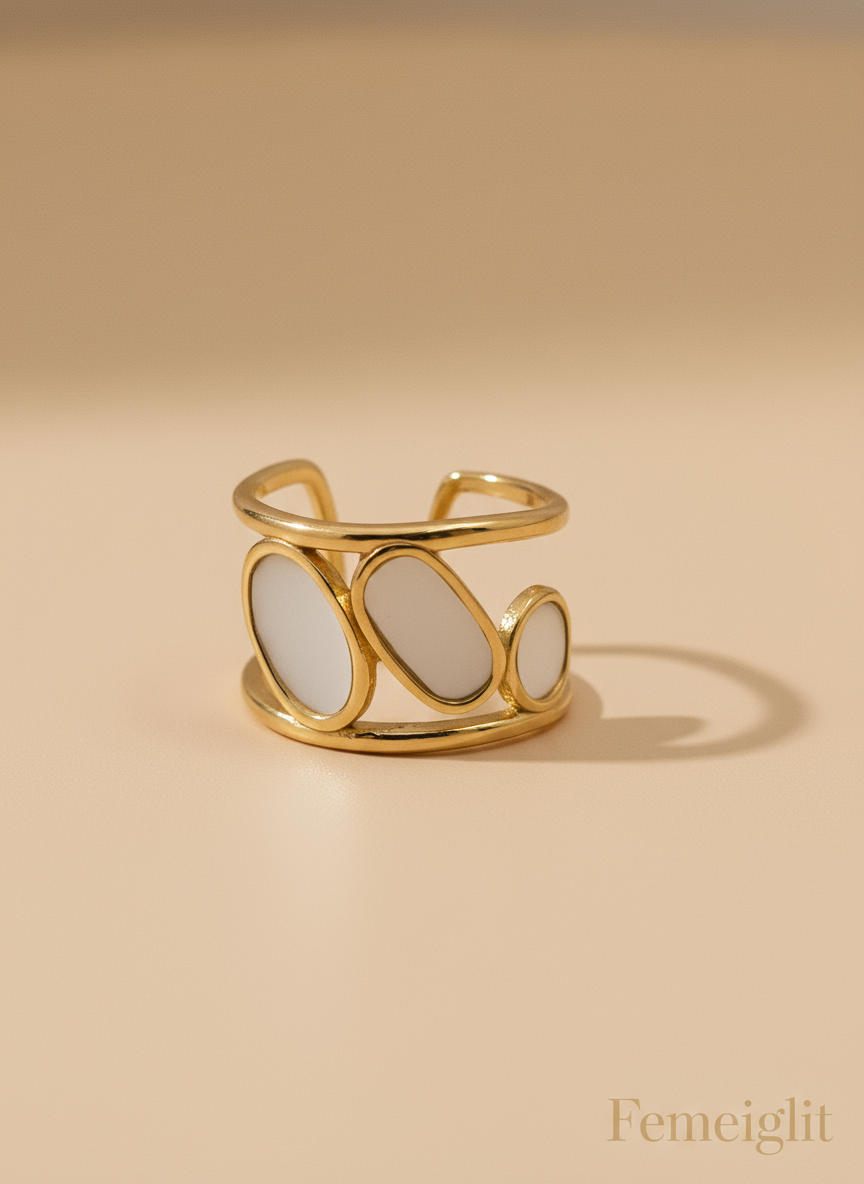 Modern Abstract MOP Cuff Ring