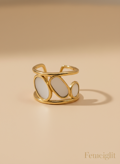 Modern Abstract MOP Cuff Ring