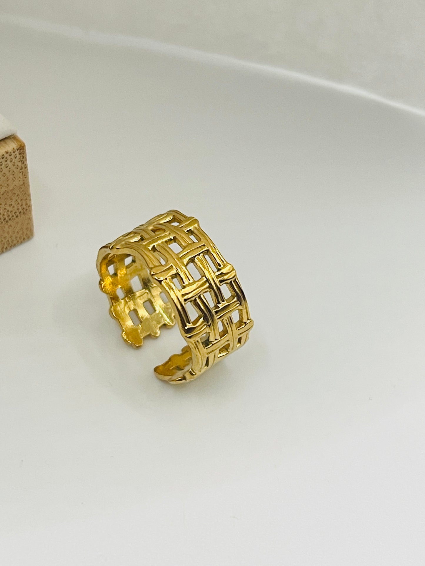 Woven Grid Cuff Ring