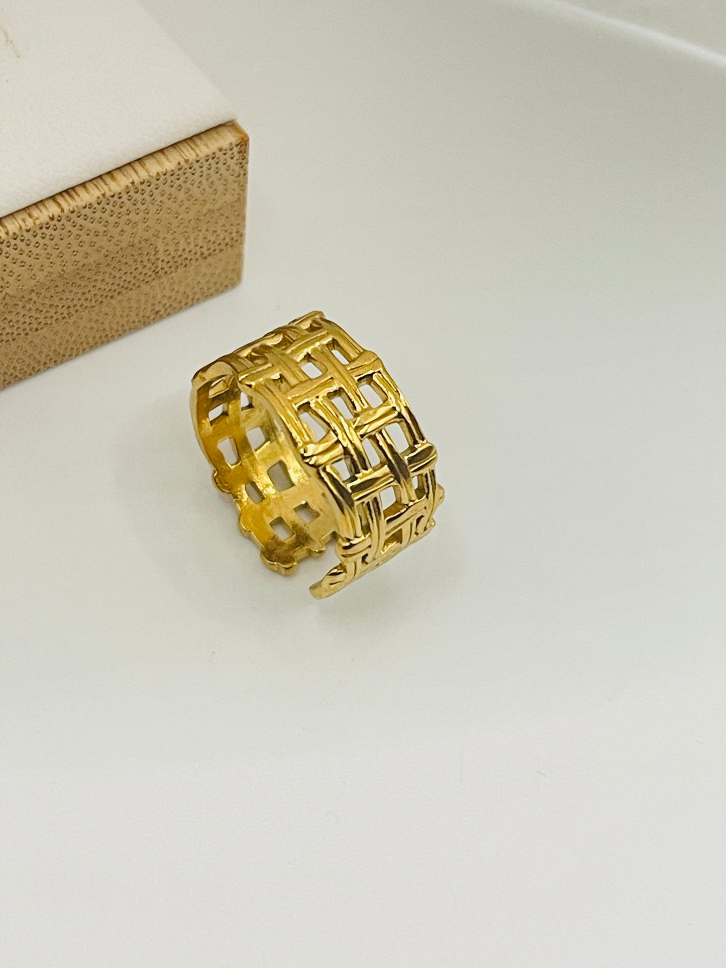 Woven Grid Cuff Ring