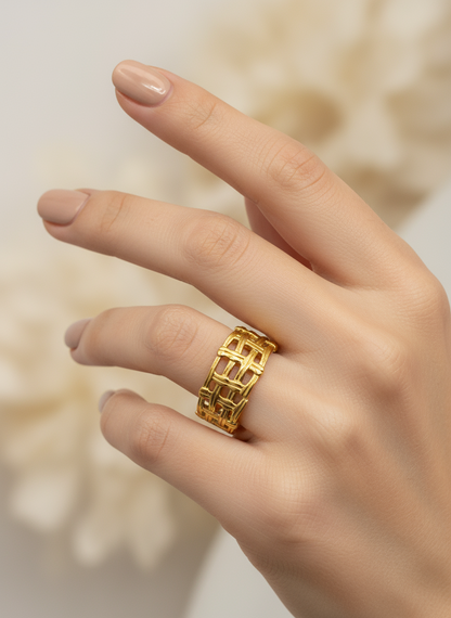 Woven Grid Cuff Ring
