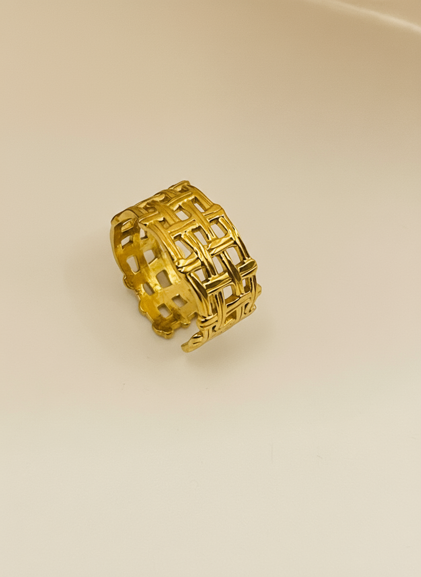 Woven Grid Cuff Ring