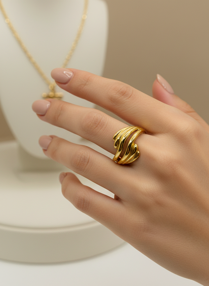 Golden Cascade Ring