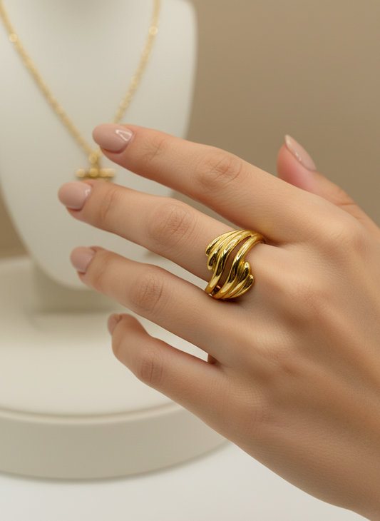 Golden Cascade Ring