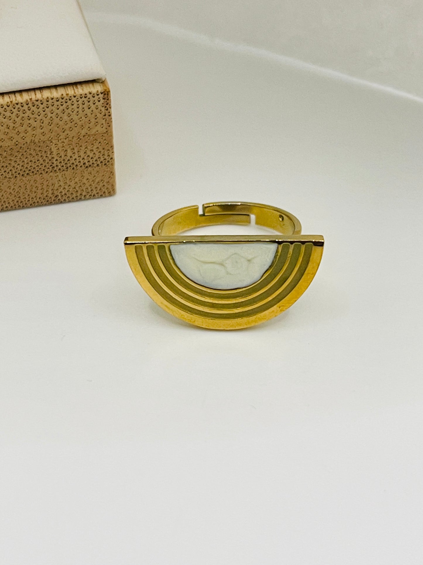 Gilded Crescent Adjustable Ring