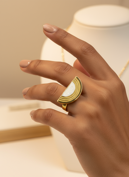 Gilded Crescent Adjustable Ring
